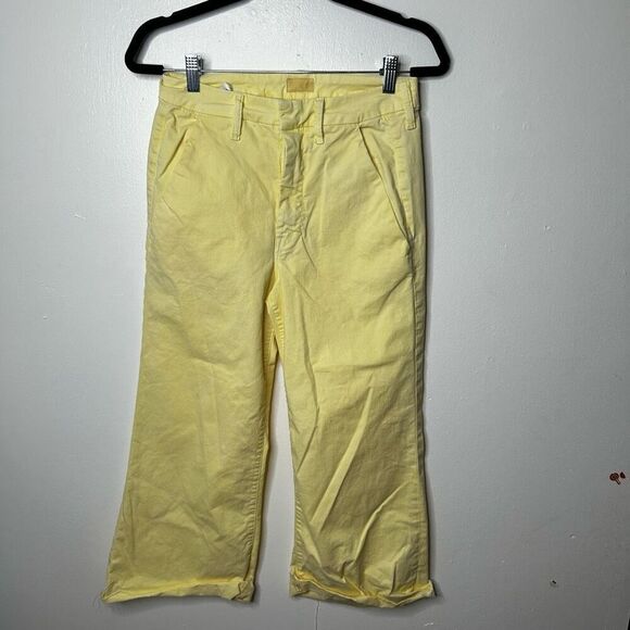 Mother The Roller Prep Pale Yellow Trouser Pants Size 27 Spring Summer Preppy - Picture 2 of 14